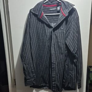Black Striped Button-Up Shirt